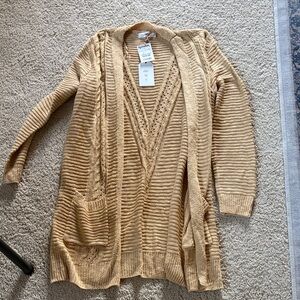Elegant Tan Open-Front Cardigan